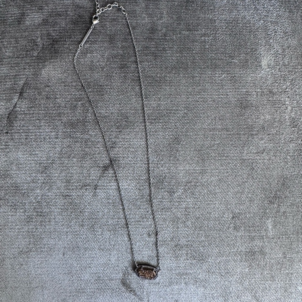 Kendra Scott Silver Necklace with Druzy Pendant